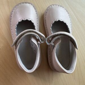 L'Amour Caitlin Scalloped Stitch Down Mary Jane  Blush Pink Kids Dress Shoes